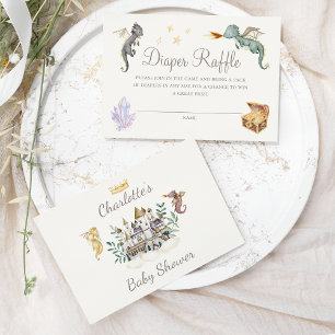 Carte D'accompagnement Boho Storybook Dragon Baby shower Déchets Raffle