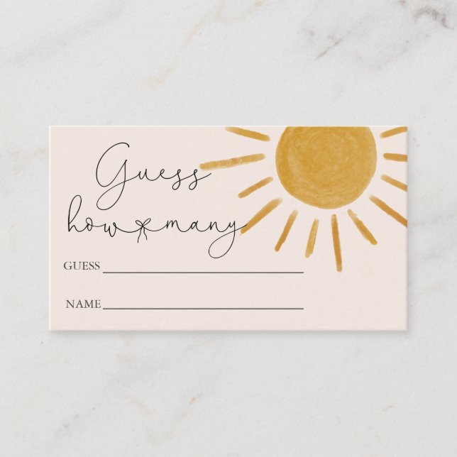 Carte D'accompagnement Boho Sun Baby shower Devine Combien (Devant)