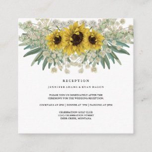 Carte D'accompagnement Boho Sunflower Aquarelle Chic Mariage Réception