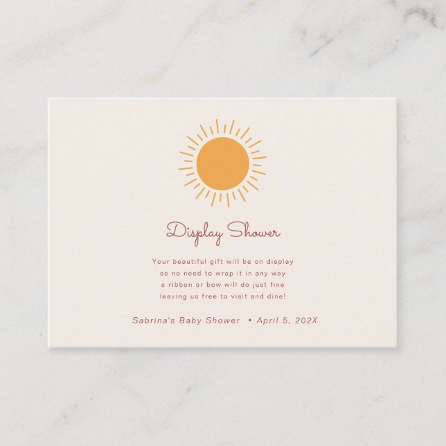 Carte D'accompagnement Boho Sunshine Genre Neutre Affichage douche Enclo (Devant)