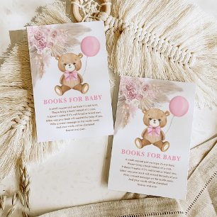 Carte D'accompagnement Boho Teddy Bear Balloon rose Livres pour bébé fill