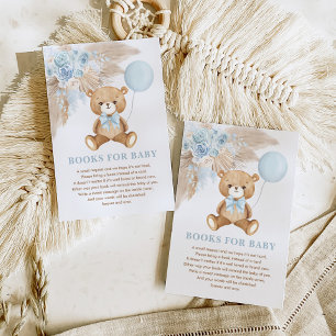 Carte D'accompagnement Boho Teddy Bear Blue Balloon Livres pour Baby Boy