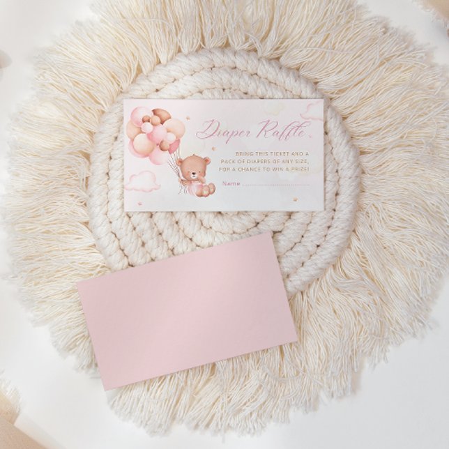 Carte D'accompagnement Boho Teddy Bear Girl Baby shower Déchets Raffle (Créateur téléchargé)