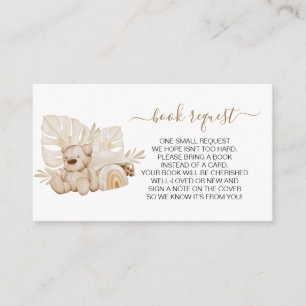 Carte D'accompagnement Boho Teddy Bear Sexe Neutre Demande de livre