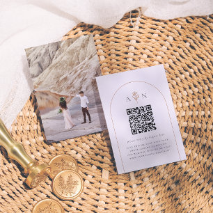 Carte D'accompagnement Boho Terracotta Arch & Photo QR Code Wedding RSVP