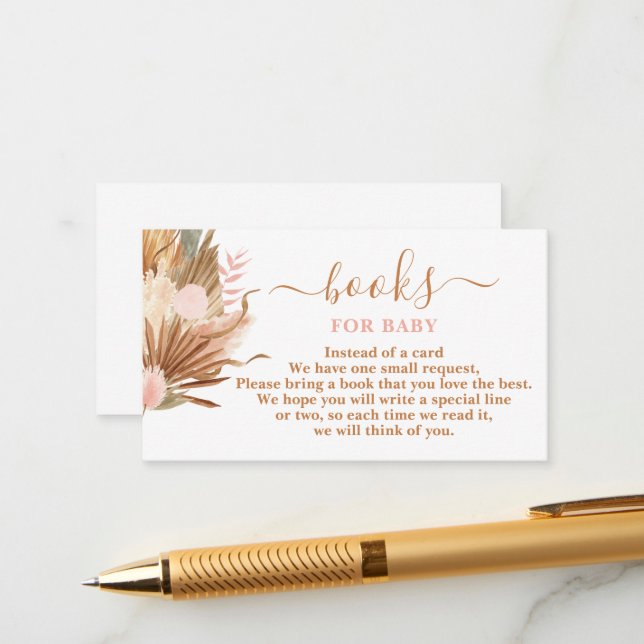 Carte D'accompagnement Boho Terracotta Livres pour Baby Card (Devant/Arrière en situation)