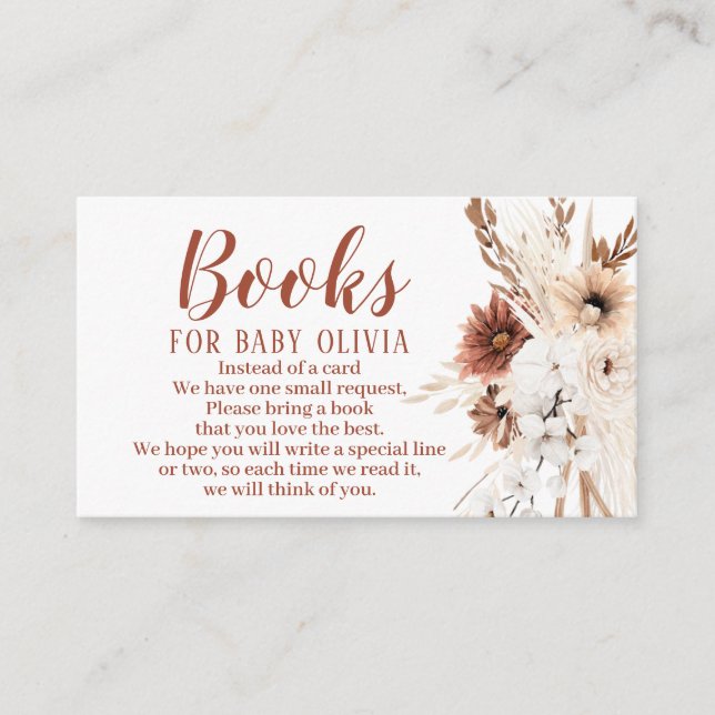 Carte D'accompagnement Boho Terracotta Livres pour Baby Encape Card (Devant)