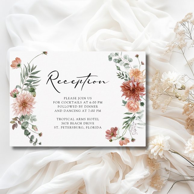 Carte D'accompagnement Boho Terracotta Réception De Mariage Floral (Boho Terracotta Floral Fall Wedding Reception Enclosure Card)