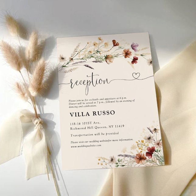 Carte D'accompagnement Boho Tiny Réception De Mariage Fleur sauvage (Créateur téléchargé)