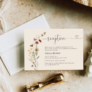 Carte D'accompagnement Boho Tiny Réception De Mariage Fleur sauvage