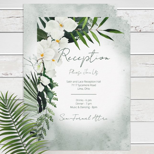 Carte D'accompagnement Boho Tropical Plante Watercolor Mariage de récepti (Créateur téléchargé)