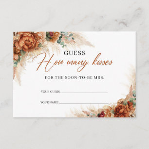 Carte D'accompagnement Boho tropical terracotta pampas Combien de baisers