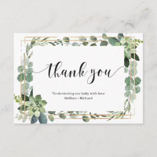 Carte D'accompagnement Boho verdure succulent baby shower d'or feuille
