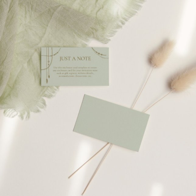 Carte D'accompagnement Boho vert Sage clair Mariage perlé trempé (Créateur téléchargé)