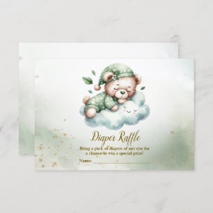 Carte D'accompagnement Boho Vert Sleeping Teddy Bear mignon Baby shower