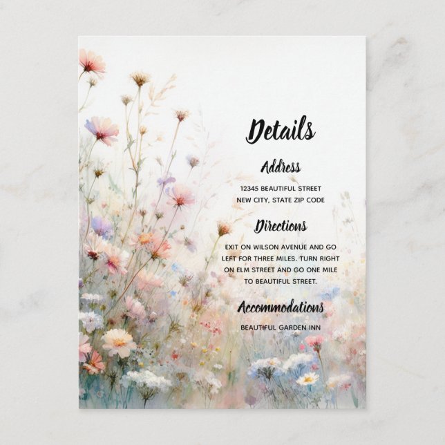 Carte D'accompagnement Boho Watercolor Fleur sauvage Floral Personnaliser (Devant)