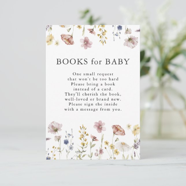 Carte D'accompagnement Boho Watercolor Fleurs sauvages Livres pour bébé (Debout devant)