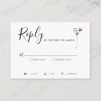 Carte D'accompagnement Boho Watercolor Fleurs sauvages RSVP
