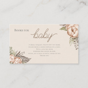 Carte D'accompagnement Boho Watercolor Floral Books for Baby shower
