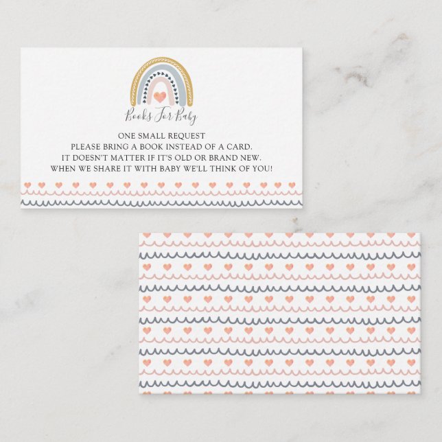Carte D'accompagnement Boho Watercolor Rainbow Livres Pour Bébé (Devant / Derrière)