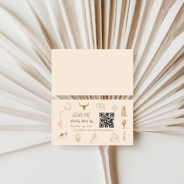 Carte D'accompagnement Boho Western Cowboy Illustration Wedding Scan Me  (Créateur téléchargé)