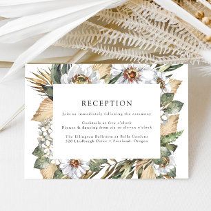 Carte D'accompagnement Boho White Floral & Greenery Réception de mariage