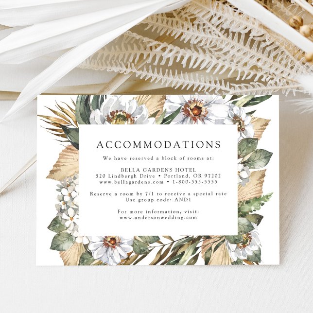 Carte D'accompagnement Boho White Floral Mariage Hôtel Hébergements (Créateur téléchargé)