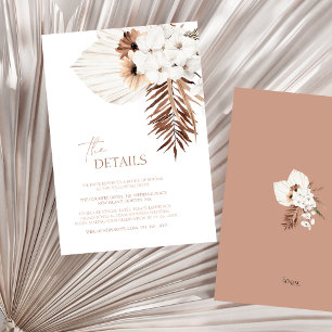 Carte D'accompagnement Boho White Orchidées Pampas Grass Mariage Détails