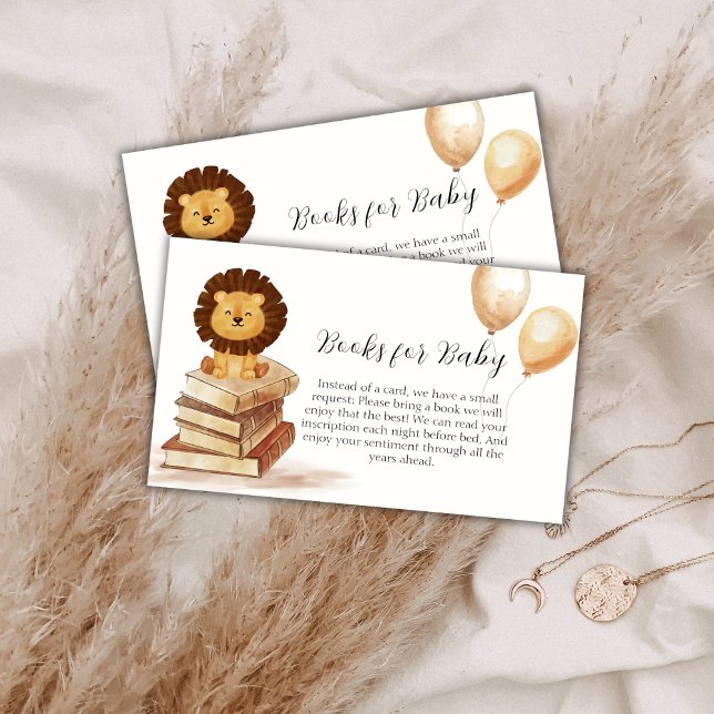 Carte D'accompagnement Boho Wild Lion Balloon Livres Pour Baby shower (Boho Wild Lion Balloon Books For Baby Shower Enclosure Card)