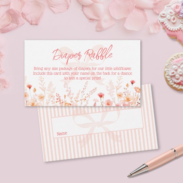 Carte D'accompagnement Boho Wildflower Baby Shower Diaper Raffle  (Créateur téléchargé)