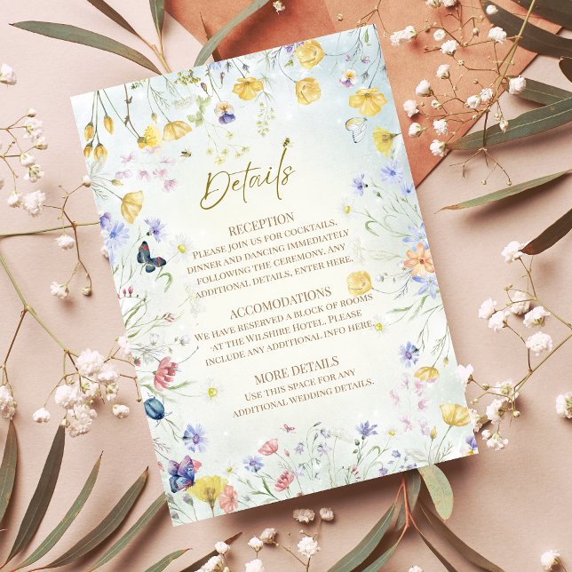 Carte D'accompagnement Boho Wildflower Rustique mariage vert (Créateur téléchargé)