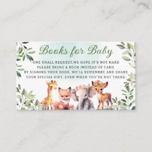 Carte D'accompagnement Boho Woodland Green Animaux Livres pour bébé