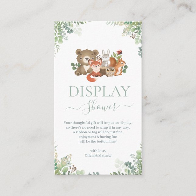 Carte D'accompagnement Bois animaux Baby shower Affichage douche (Devant)