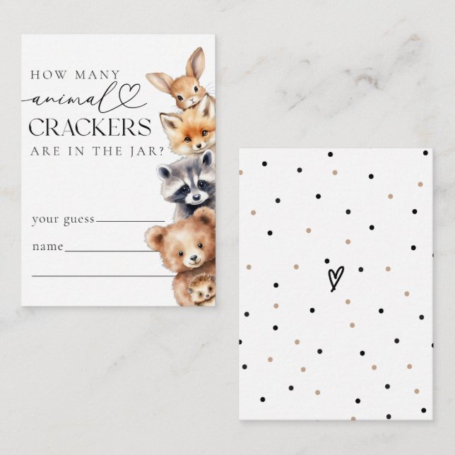Carte D'accompagnement Bois Animaux Baby shower moderne Jeu (Devant / Derrière)