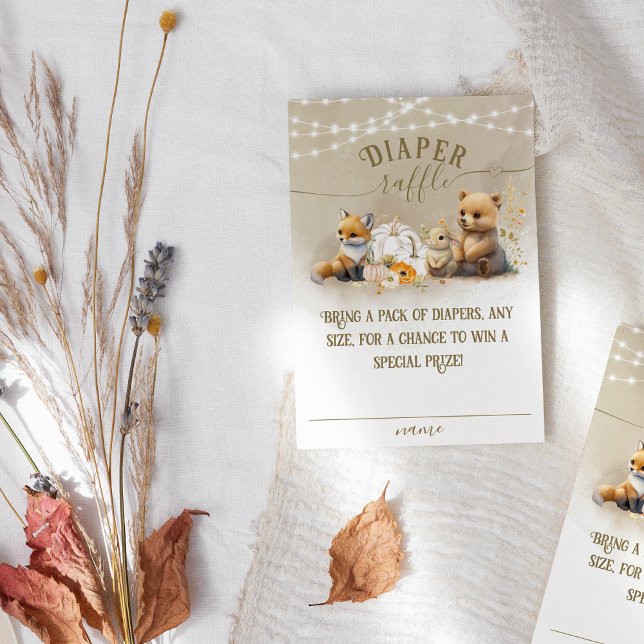 Carte D'accompagnement Bois Animaux Citrouilles Baby shower d'automne Moi (Créateur téléchargé)