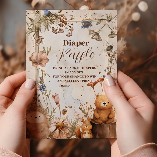 Carte D'accompagnement Bois Animaux de forêt Baby shower Raffle Diapper (Créateur téléchargé)