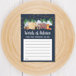 Carte D'accompagnement Bois Animaux de nuit Camping Baby shower Conseils