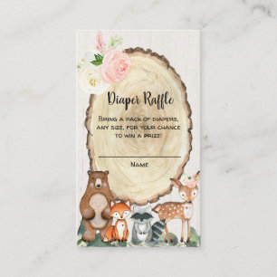 Carte D'accompagnement Bois animaux fille baby shower tombole de couche