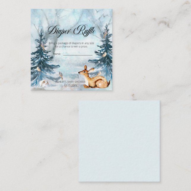 Carte D'accompagnement Bois Animaux Garçon Baby shower Déchets Raffle (Devant / Derrière)