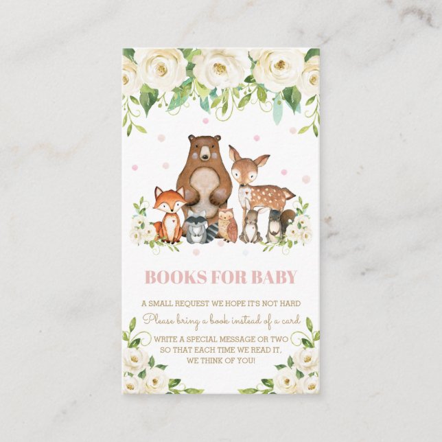 Carte D'accompagnement Bois Animaux Ivory White Floral Livres pour bébé (Devant)