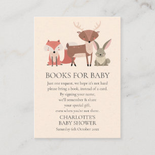 Carte D'accompagnement Bois Animaux Réserver Demander Baby shower foresti