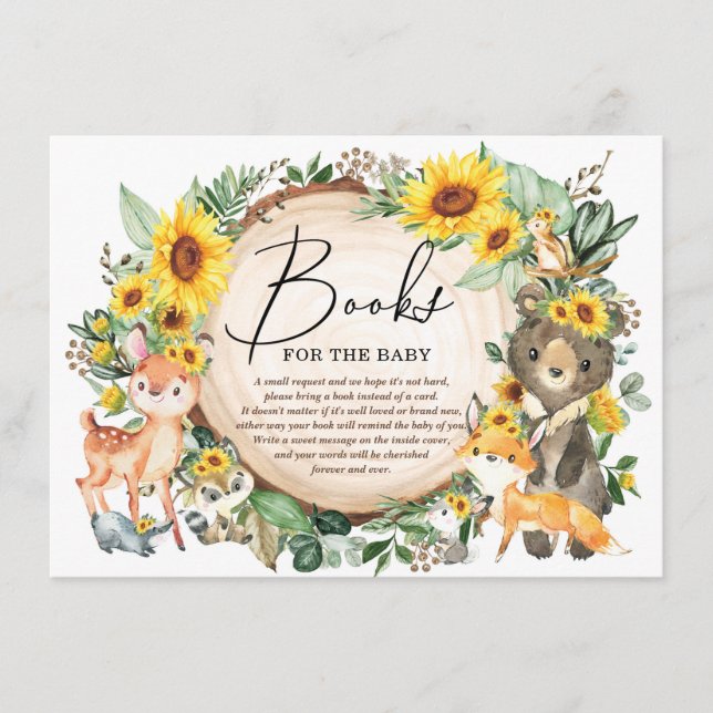 Carte D'accompagnement Bois Animaux Tournesol Greenery Livres pour bébé (Devant)