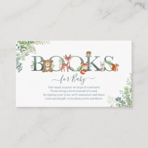 Carte D'accompagnement Bois animaux verdure Livres pour Baby shower E