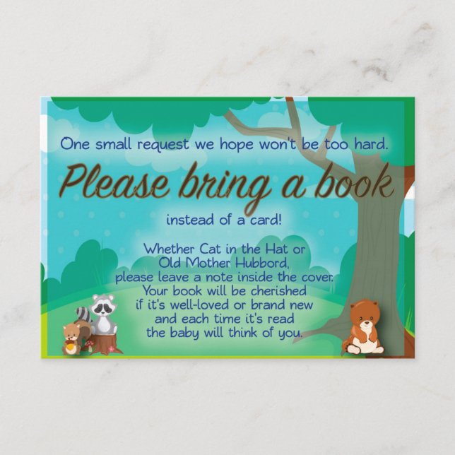 Carte D'accompagnement Bois Baby shower Livre Demande & Souhaits Insérer (Devant)