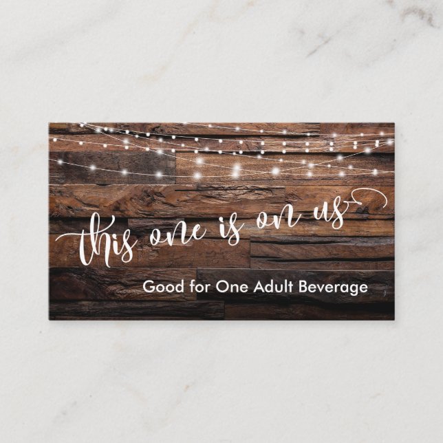 Carte D'accompagnement Bois Brown rustique et lumières Boissons Boissons  (Devant)