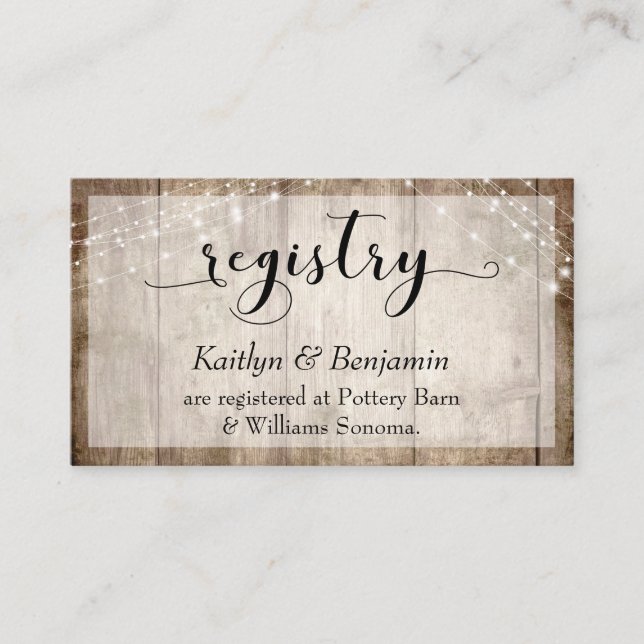 Carte D'accompagnement Bois Brown rustique pâle avec lumières, registre M (Devant)