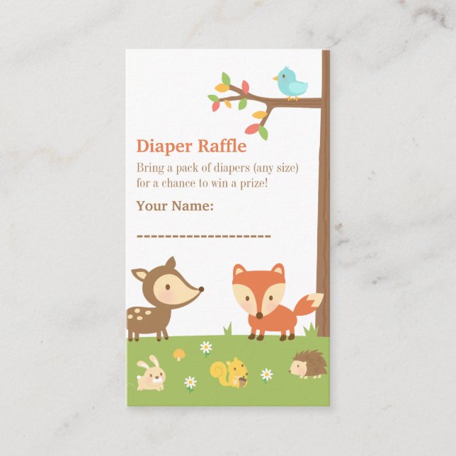 Carte D'accompagnement Bois Créatures Baby shower Déchets Raffle (Devant)