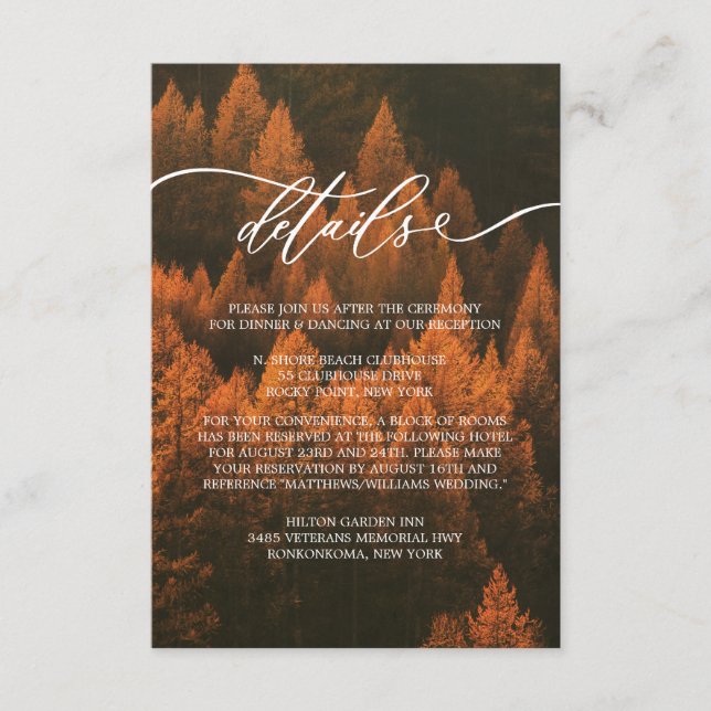 Carte D'accompagnement Bois d'Automne Minimaliste (Devant)