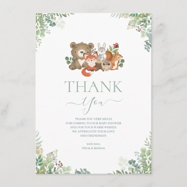 Carte D'accompagnement Bois de Baby shower Merci (Devant)