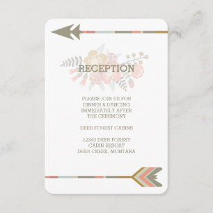 CARTE D'ACCOMPAGNEMENT BOIS DE CERF FLORAUX CARTON D'INVITATION RUSTIQU